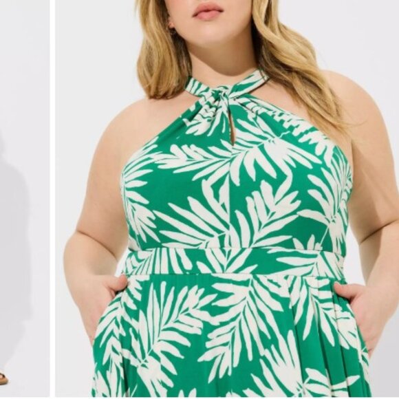 Torrid Stretch Tropical Halter Dress 2 2X 18/20 - Picture 3 of 13